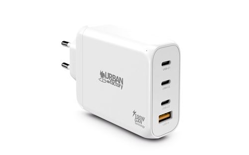 Chargeur secteur Urban Factory avec 1 port USB-C 65W + 1 Port USB-A 18 W Charge rapide Blanc - Urban Factory