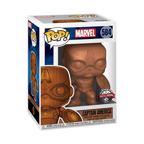 Figurine Pop [Exclusive] Marvel : Captain America Wood / Bois [584]