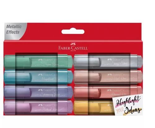Etui de 8 Surligneurs Faber-Castell TL 46 Metallic