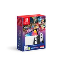 Pack console Nintendo Switch modele Oled blanche + le jeu Mario Kart 8 Deluxe preinstalle + un abonnement de 12 mois au service Nintendo Switch Online