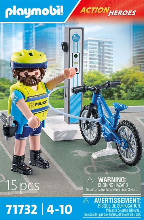 Policier Cycliste Avec Borne De Recharge Playmobil La Boite - vue 4