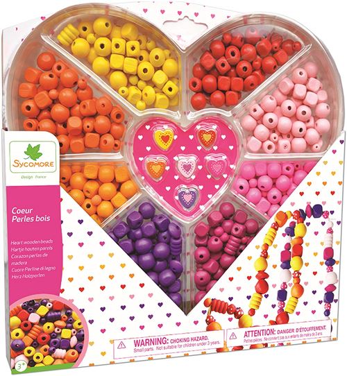 Kit créatif Au Sycomore Lovely Box Cœur Perles Bois