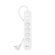 Multiprise parafoudre 4 prises avec 1 port USB-C et 1 port USB-A Belkin SurgePlus 18 W Blanc