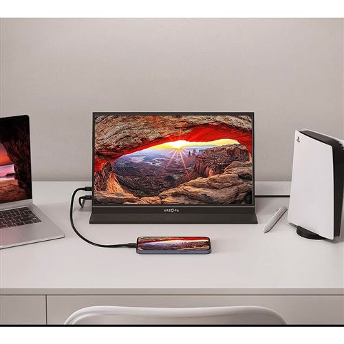 Écran Portable ARZOPA 15,6 Pouces FHD IPS - Moniteur Ultra-fin Avec HDMI/Type-C, Pour PC, Mac, PS5, Nintendo Switch