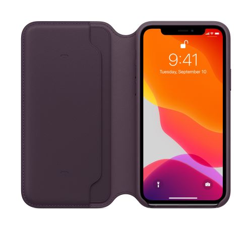 Étui Folio en Cuir pour iPhone 11 Pro Aubergine