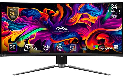Ecran PC Gaming MSI MAG 341CQP QD-OLED 34 Incurvé UWQHD Noir