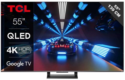 TV QLED Tcl 55C735 139 cm 4K UHD Aluminium brossé Reconditionnée