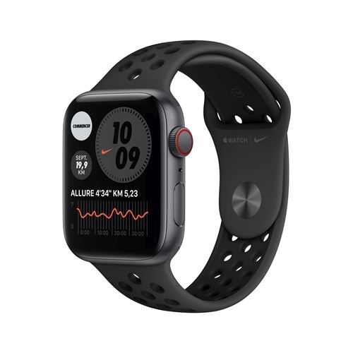 Apple Watch Nike SE GPS, 44 mm kast van spacegrijs aluminium met antraciet sportband