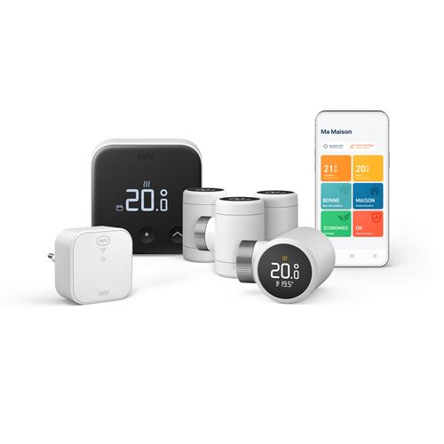 Kit De Démarrage Thermostat Connecté Filaire Tado X Et 4 Têtes Thermostatiques Noir Et Blanc