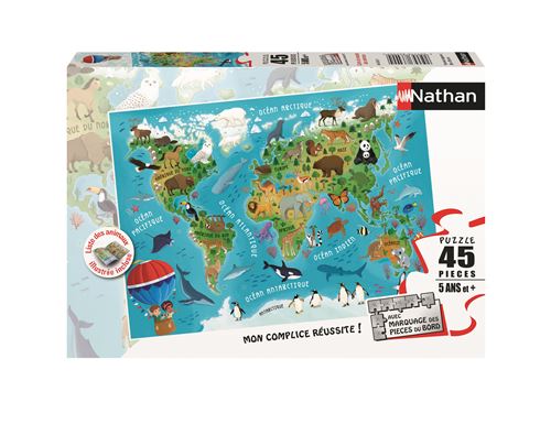 Nathan Puzzle Carte Du Monde Des Animaux 45 Pièces