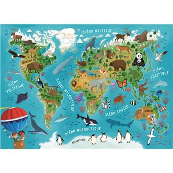 Puzzle Nathan Carte du monde des animaux 45 pièces