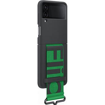 Coque en silicone avec lanière pour Samsung Galaxy Z Flip 4 Noir