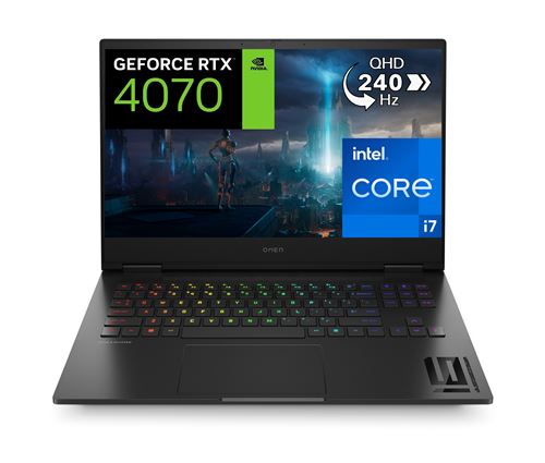 PC Portable Gaming HP Omen 16-Wf0149Nf 16,1" G-Sync Qhd 240Hz Intel Core i7 32 Go Ram 1 To SSD Nvidia Geforce Rtx 4070 Tgp 140W Noir Céleste