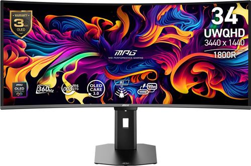 Ecran PC Gaming MSI MPG 341CQR QD-OLED X36 34" incurvé 360 Hz UWQHD