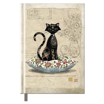 Cahier ligné A5 Bug Art Chat sur coussin