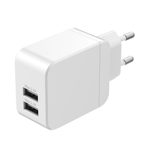 Chargeur Secteur Double Usb Type A 2.4A Wefix Blanc
