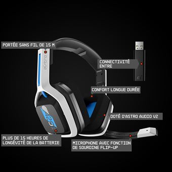 Casque sans fil Astro A20 2e génération pour PS4 Noir et Bleu