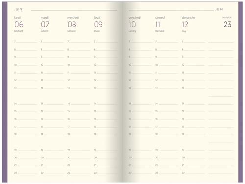 Agenda de poche Colornote - 1 semaine sur 2 pages - 7,5 x 10,5 cm - lilas -  Oberthur