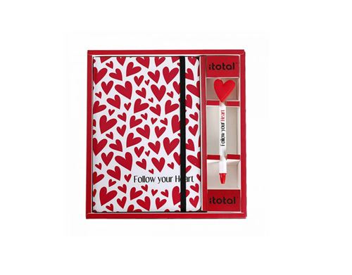 Cahier a5 stylo effaçable Itotal St Valentin follow your heart