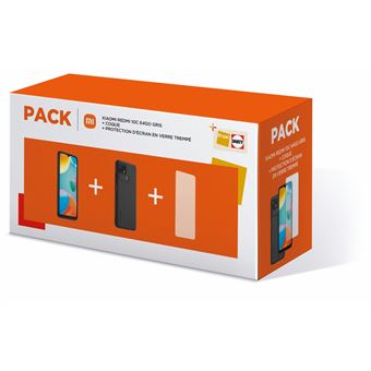 Pack Smartphone Xiaomi Redmi 10C 6.71" Double SIM 64 Go Gris Graphite + Coque + Protection d'écran en verre trempé