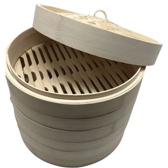Cuit-vapeur En Bambou 3 Pièces - Diamètre 25 Cm, Couleur Beige, Naturel Et écologique Pour Cuisson Saine