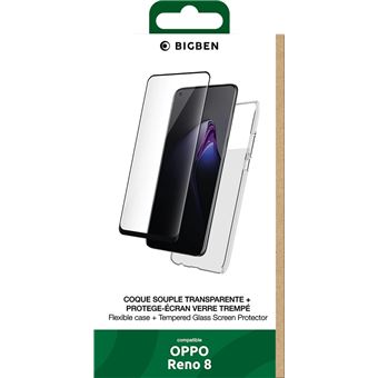 Pack coque semi-rigide silitrans BigBen Connected Transparent + Verre trempé 2,5D pour Oppo Reno 8