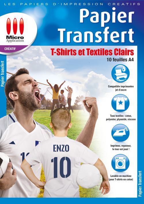 Micro Application transfert pour textiles clairs