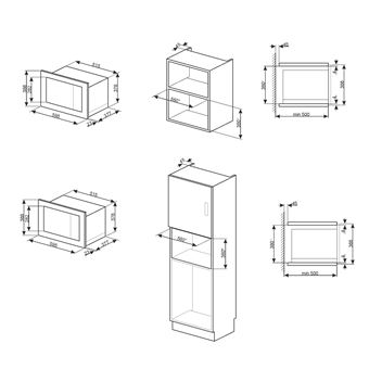 micro-onde gril encastrable 25l 900w inox - fmi425x