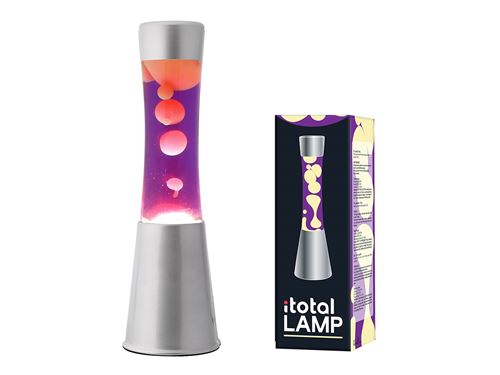 Lampe à poser Itotal Lave Base Argent Liquide Violet Cire Jaune 25 W 30 cm