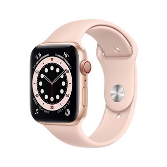 Apple Watch Series 6 (GPS + Cellular) - 44 mm - or-aluminium - montre intelligente avec bande sport - fluoroélastomère - sable rose - taille du bracelet : S/M/L - 32 Go - Wi-Fi, Bluetooth - 4G - 36.5 g - 1