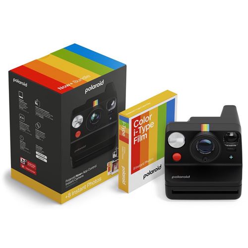 Appareil photo instantané Polaroid Now+ Génération 3 + Pack de films 8 photos Noir
