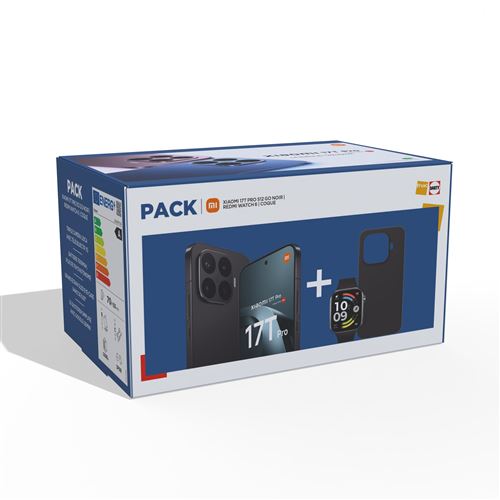 Pack Smartphone Xiaomi 17T Pro 6.83 5G Double nano SIM 512 Go Noir conçu avec Leica + Montre connectée Xiaomi Redmi Watch 6 Noir