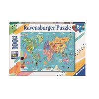 RAVENSBURGER Puzzle 150 pièces XXL - La carte du monde des animaux pas cher  