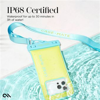 Etui étanche waterproof pour téléphone mobile Case Mate Bleu et jaune