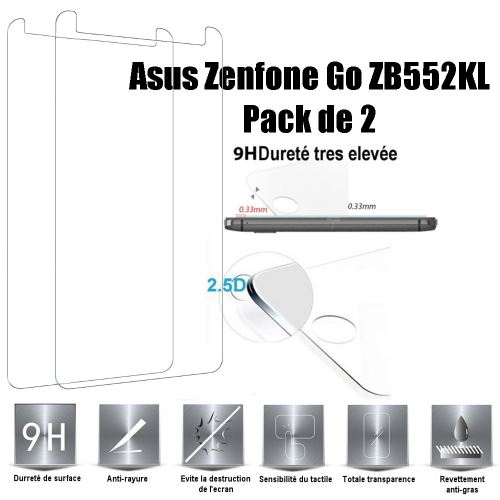 Asus Zenfone Go ZB552KL Vitre protection d'ecran en verre trempé incassable Advansia Tempered Glass (Lot de 2) - Advansia