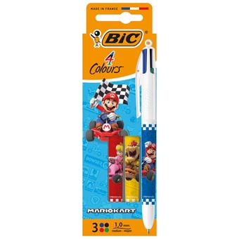 Etui de 3 Stylos à bille Bic 4 Couleurs Décors Edition Limitée Super Mario - 1