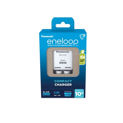 Chargeur de piles Panasonic eneloop Smart Blanc + 4 Piles eneloop AA
