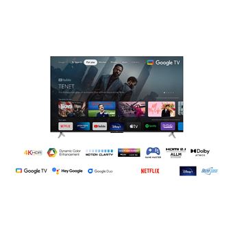 TV TCL LED 65P638 165 cm 4K UHD Google TV Métal noir 2022