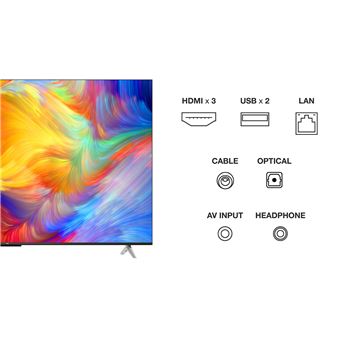 TV TCL LED 65P638 165 cm 4K UHD Google TV Métal noir 2022