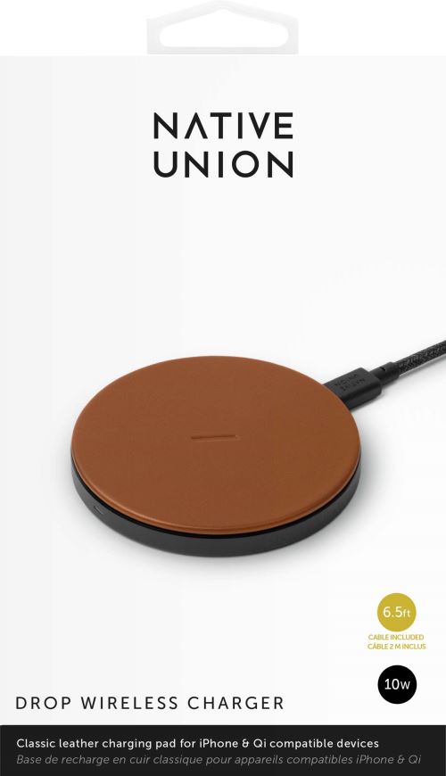 Chargeur sans fil Native Union Drop Classique en cuir Marron