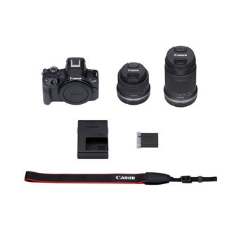 Canon EOS R50 - Appareil photo numérique - sans miroir - 24.2 MP - APS-C - 4K / 30 pi/s - 2.5x zoom optique RF-S 18-45mm F4.5-6.3 IS STM lens, 55-210mm F5.0-7.1 IS STM lens - Wi-Fi, Bluetooth - noir