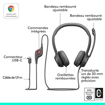 Casque PC filaire Logitech H390 Noir