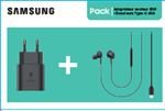 Pack Kit Pieton Adaptateur secteur Samsung ultra rapide 25W Noir + Ecouteurs filaires intra-auriculaires Type-C AKG Noir