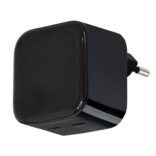 Chargeur secteur 2 USB-C Wefix pour téléphone mobile 45 W Noir