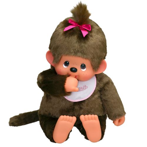Bandai - 25563 - Peluche - Monchhichi Fille - Bavoir - Rose - 80 Cm