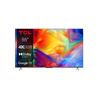 TV TCL LED 55P638 139 cm 4K UHD Google TV Métal noir 2022