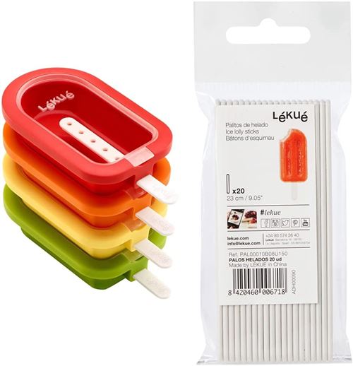 BATONNETS REUTILISABLES POUR MOULES A GLACES 20 unites
