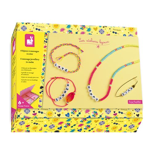Janod Multicolore Kit Créatif 4 Bijoux À Messages À Créer