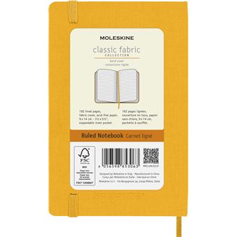 Carnet de poche Moleskine rigide ligné Soie Jaune orange