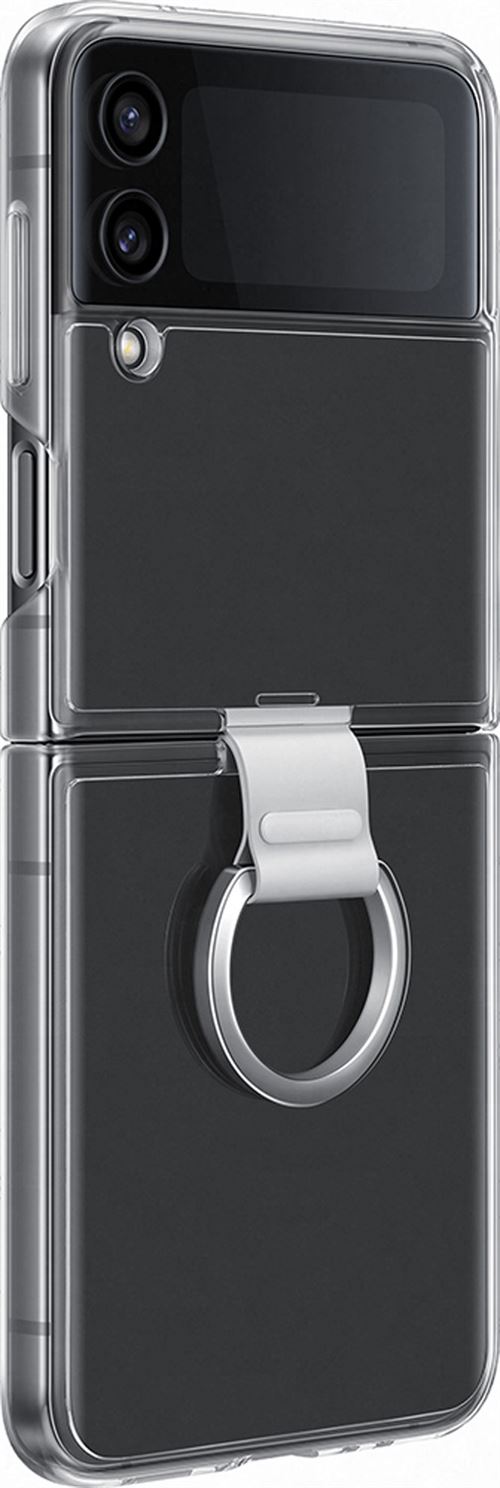 Coque en silicone avec anneau pour Samsung Galaxy Z Flip 4 Transparent